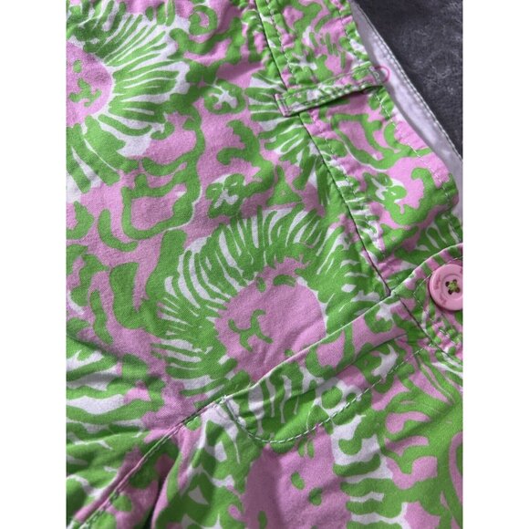 Lilly Pulitzer Shorts Women’s 6 Pink Green Cats Kitty Cat shorts Beach Summer - Picture 3 of 8